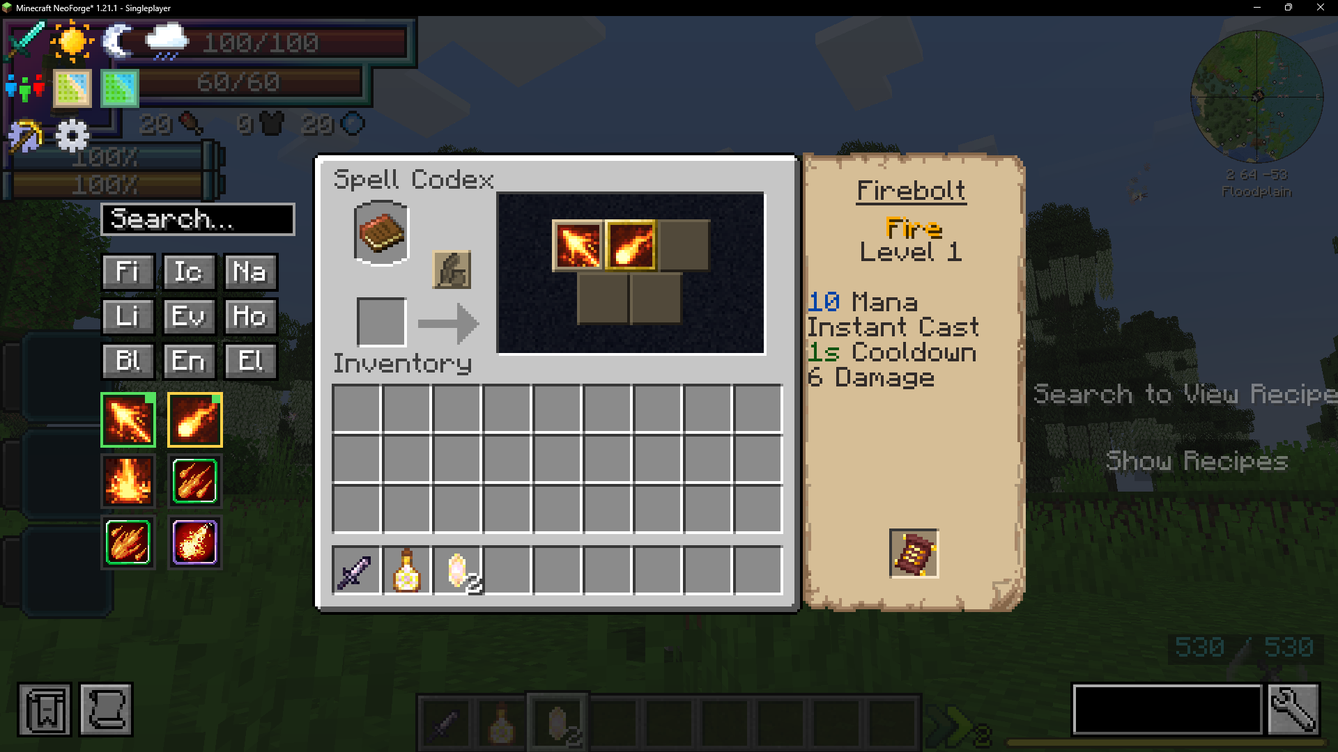 Codex de sorts avec filtres par école